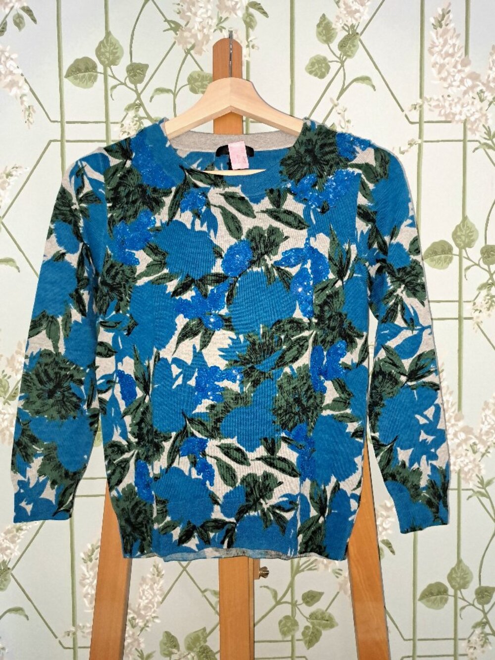 J. Crew Floral Sequinned Sweater